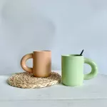Nordic Ceramic Mug Big Handle Coffee Mug Hand Pinch Hand-Glazed Water Tea Cups Milk Cup Home Office Water Cup
