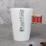 Ceramic Music Travel Mug Musician Creative Coffee Mugs Chinese Bone For Piano Drum Guitar Violin Trumpet Harp Lover Teacher