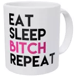 Eat Sleep Repeat Pink Funny Coffee Mug 11 Ounces Inspirational And Motivational