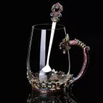 Colored Enamel Glass Coffee Mugs Europe Style Tea Cups Flower Creative Drinkware