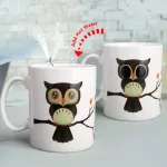 Owl Pattern Heat Sensitive Ceramic Mug Eye Color Changing Heat Sensitive Ceramic 11oz Coffee Mug For Tea Milk Surprise
