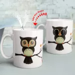 Owl Pattern Heat Sensitive Ceramic Mug Eye Color Changing Heat Sensitive Ceramic 11oz Coffee Milk Surprise