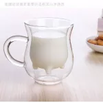 Free Shipping Lovely Cow Udder Shaped Double-Walled Glass Milk Fruice Tea Mug Cup