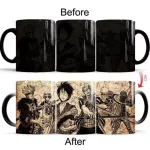 Creative Ceramic Heating Water Temperature-Sensitive Color-Changing Mug One Piece Luffy Movie Surrounding Coffee Water Cup