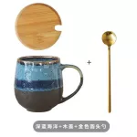Luxury Ceramic Coffee Mug With Spoon Handmade Couple Large Cute Cup Office Japanese Coffee Cup Travel Milk Breakfast Tea Cups