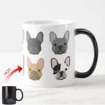 Funny French Bulldog Face Mugic Mug Color Change Frenchie Coffee Mugs Tea Cup Novelty Cute Fawn Cups for Dog Lover Birthday