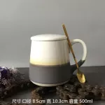 Handmade Retro Coffee Mug With Lid Spoon Large Tea Cup European Classic Coffee Mug Creative Ceramic Coffee Mug Reusable