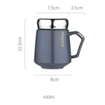 Nordic Mirror Lid Ceramic Vacuum Mug Cup Heat Resistant Handle Office Coffee Teacup Bussiness