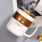 Eways Ins Nordic Ceramic Mug Retro Golden Mouth Bone China With Spoon An Cover Coffee Cup Couple Creative High Quality Mug