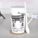 Yefine Large Capacity Tea Cups And Mugs Vintage Building Designer Ceramic Coffee Mugs 430ml Europe Style Drinking Teacups