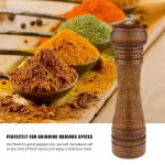 LMETJMA Wood Salt Pepper Mill and Magnetic Spice Jars Set Pepper Grinders Salt Salt Adjustable Ceramic Rotor KC0215