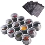 Magnetic Spice Jars with Pedestal Food Grade Stainless Steel Container Set with Labels Stickers Seasoning Bottle Pepper Storage