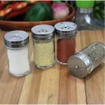 Glass Seasoning Bottle Seasoning Bottle Seasoning Pot Stainless Steel Rotating Lid Kitchen Utensils Pepper Shaker Barbecue Set