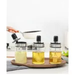 Kitchen Supplies Seasoning Jar Seasoning Pot Set Combination Glass Creative Kitchen Supplies Spoon Cover Integrated Round