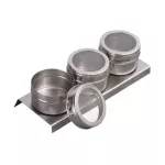 Magnetic Spice Jar Set Stainless Steel Spice Tins With Wall Mounted Rackspice Storage Container Pepper Seasoning Containers