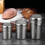 Stainless Steel Seasoning Jar Salt Sugar Shaker Pepper Bottal Rotating Cover Toothpick Holder BBQ Spice Storage Can Kitchen Tool