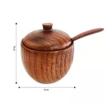 Eco-Friendly Wooden Spice Jar Salt and Pepper Seasoning Jar Natural Spice Tank with Lid and Spoon Seasoning Container Kitchen