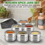 Magnetic Spice Jar Set with Stickers Stainless Tins Spice Storage Container Pepper Seasoning sprays spice jar