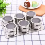 Magnetic Dustproof Visible Stainless Steel Seasoning Potdoor Spice BarbeCue Seasoning Pot With Stickers