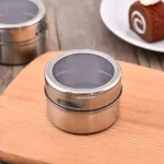 Magnetic Dustproof Visible Stainless Steel Seasoning Potdoor Spice BarbeCue Seasoning Pot With Stickers