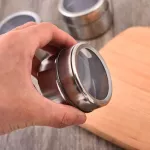 Magnetic Dustproof Visible Stainless Steel Seasoning Potdoor Spice BarbeCue Seasoning Pot With Stickers