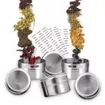 Spice Jars Stainless Steel SPICE TINS ​​KIT Spice Seasoning Continers with Spice Label Kitchen Leakproof Storage Bottle Cookware
