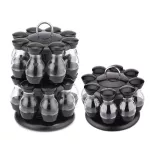 Rotating Cruet Condiment Seasoning Jars SPIPRES PEPPER SPRAYS BOTTLES SALT SHAKERS HLDER KITCHCHEN STORAGE RACK Organizer