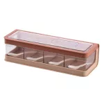 Iu Four Grid Transparent Spice Jar Salt and Pepper Shakers Nordic Kitchen Seasoning Container SPICES Tableware Storage Box