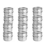 12pcs/Set Clear Lid Magnetic Spice Tin Jar Stainless Steel Spice Sauce Storage Container Jars Kitchen Condiment Holde