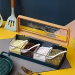 Iu Four Grid Transparent Spice Jar Salt and Pepper Shakers Nordic Kitchen Seasoning Container SPICES Tableware Storage Box
