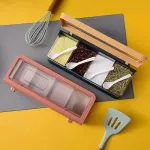 Iu Four Grid Transparent Spice Jar Salt and Pepper Shakers Nordic Kitchen Seasoning Container SPICES Tableware Storage Box
