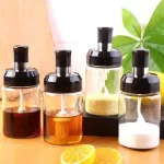 Spice Bottle Transparent Glass Seasoning Box Kitchen Spice Storage Bottle Jars Seasoning Pot Condiment Storage with Spoon