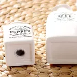 4PCS/Set Ceramic Spice Jar with Wood Cork Kitchen Condiment Bottle Seasoning Tank Pepper Vinegar Salt Shaker Cooking Tools