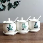 3 PCS/Set Europe Type Ceramic Seasoning Box Seasoning Bottle Spice Cans Set Kitchen Utensils Household Set