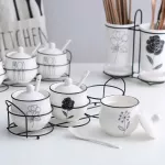 3 PCS/Set Europe Type Ceramic Seasoning Box Seasoning Bottle Spice Cans Set Kitchen Utensils Household Set