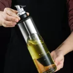 650ml Stainless Steel Glass Oil Bottle Leak-Proof Oiler Household Kitchen Soy Sauce Vinegar Tank