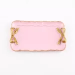 European Style Bow Cake Storage Trays Makeup Organizer Dessert Plate Square Decor Tay Kitchen Storage Tays 12x20cm