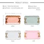 European Style Bow Cake Storage Trays Makeup Organizer Dessert Plate Square Decor Tay Kitchen Storage Tays 12x20cm