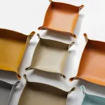 PU Leather Storage Tays Home Decorative Tays for Key Wallet Makeup Desk Storage Box Ja55