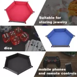 Storage Tray Creative Hexagonal Pu Flannel Dice Plate Folding Storage Box Sieve Game Tay