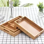 Wooden Bamboo Kung Fu Tea Cup Saucer Fruit Plate Large Serving Storage Vintage Food Bowl Drying Dishes Rectangle Pallet