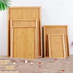 Wooden Bamboo Kung Fu Tea Cup Saucer Fruit Plate Large Serving Storage Vintage Food Bowl Drying Dishes Rectangle Pallet