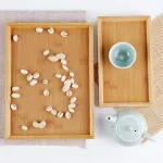 Wooden Bamboo Kung Fu Tea Cup Saucer Fruit Plate Large Serving Storage Vintage Food Bowl Drying Dishes Rectangle Pallet