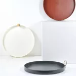 1 Piece Solid Color Round Storage Tray Portable Bedroom Table Decorative Cosmetics Jewelry Sundries Display Organizer