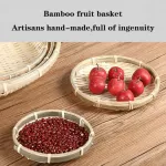 Bamboo Rattan Basket Food Fruit Wicker Handmade Straw Bread Round Plate Kitchen Storage Bread Organizer Fruit Plates