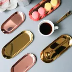 Nordic Metal Storage Tray Rose Gold Plate Luxurious Silver Oval Food Dish Fruit Plate Jewelry Display Tray Serving Platter Decor