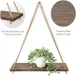 Premium Wood SWING HANGING ROPE WALL MOULTED FLOATING SHELVES? PLANT FLOWER POT Indoor Outdoor Design