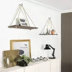 Premium Wood SWING HANGING ROPE WALL MOULTED FLOATING SHELVES? PLANT FLOWER POT Indoor Outdoor Design