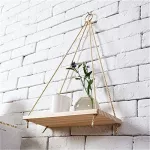 Premium Wood SWING HANGING ROPE WALL MOULTED FLOATING SHELVES? PLANT FLOWER POT Indoor Outdoor Design