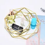 Multi-Function Geometric Round Glass Jewelry Cake Dessert Plate Nordic Western Storage Tray